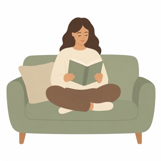 Flat illustration of a boy reading a book