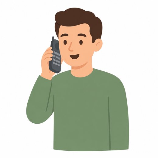 Flat illustration of a man talking on a cordless phone